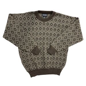 Jantzen Men's Geometric Knit Sweater - Brown‎ and Cream